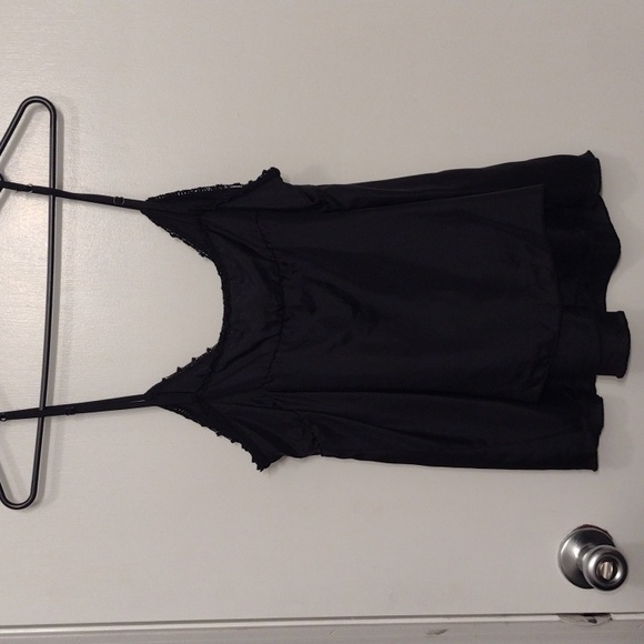 NEW Gold Hawk Black Silk Double Layer Silk Babydoll Camisole Tank Size Medium - Picture 13 of 16